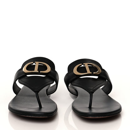 Christian Dior Calfskin 30 Montaigne Thong Sandals 37.5 Black 2 of 8