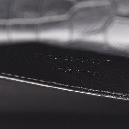 Saint Laurent Calfskin Crocodile Embossed Monogram Small Kate Tassel Satchel Black 6 of 9