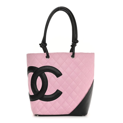 Chanel Calfskin Quilted Medium Cambon Tote Pink Black 1 of 17