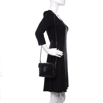 Saint Laurent Calfskin Y Quilted Monogram Toy Loulou Crossbody Bag Black 2 of 11