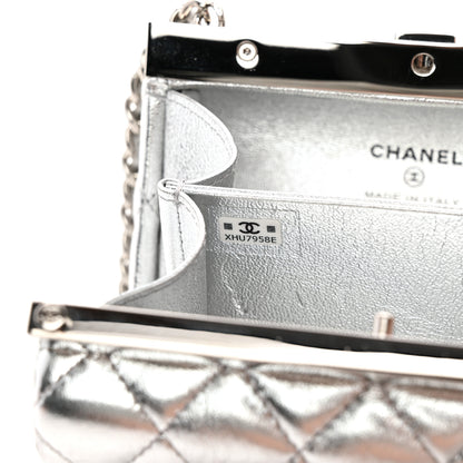 Chanel Metallic Calfskin Quilted Box Crossbody Silver 7 of 11