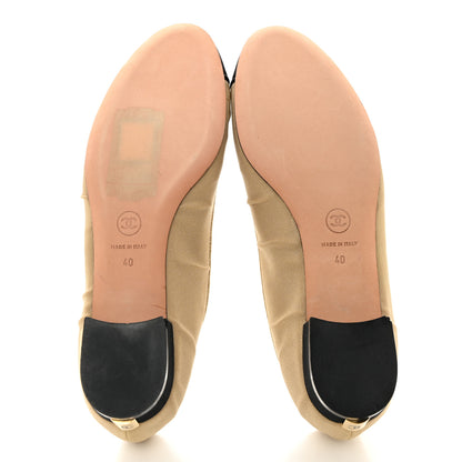 Chanel Grosgrain Cap Toe Ballerina Flats 40 Gold Black 5 of 8