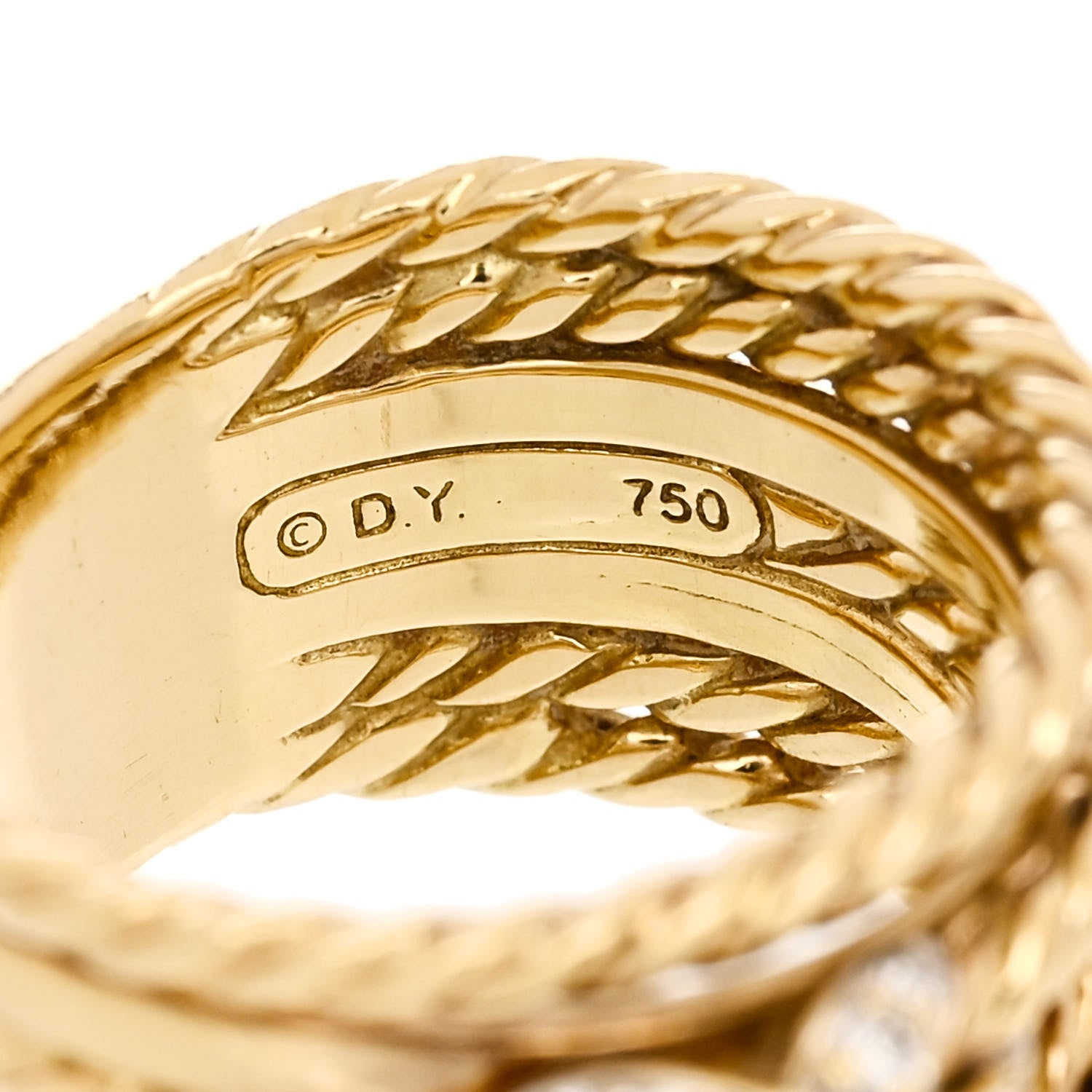 David Yurman 18K Yellow Gold Diamond Double X Crossover Ring 49 4.75 4 of 5