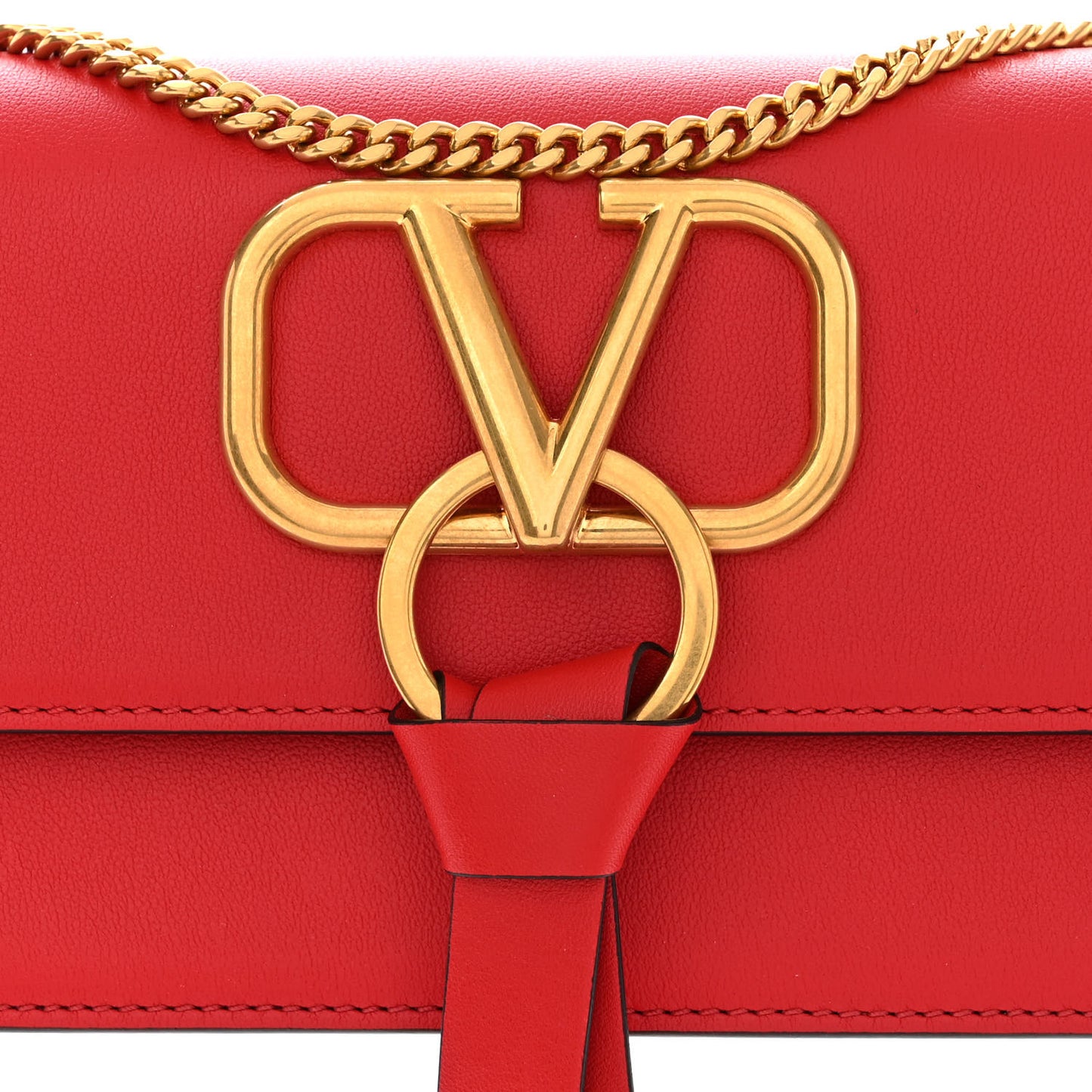 Smooth Calfskin Mini VRing Crossbody Bag Rouge Pur