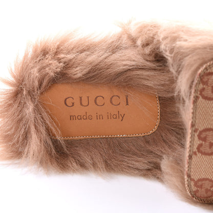 Gucci GG Monogram Fur Mens Princetown Slippers 8 Beige Ruggine Rust 7 of 9