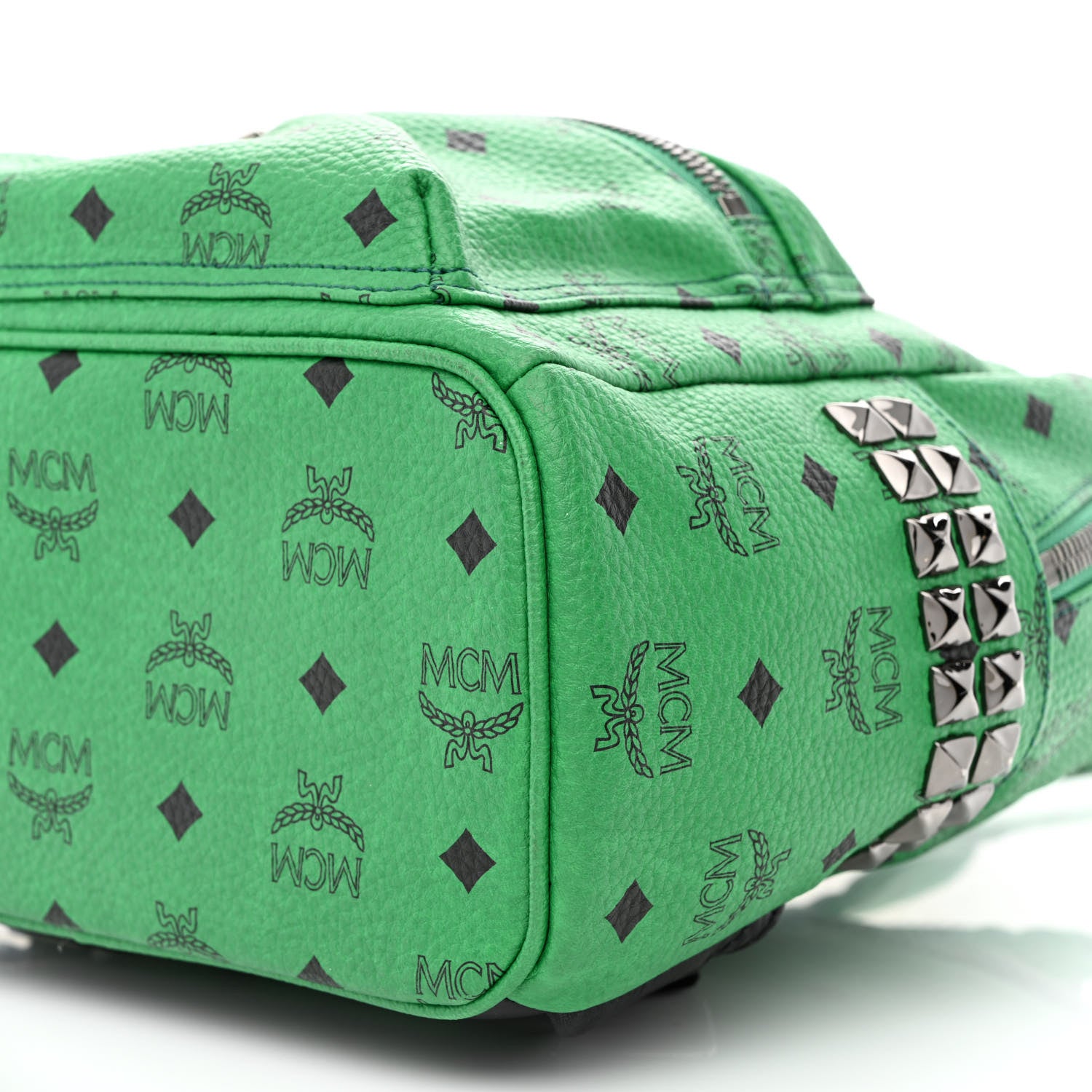 MCM Visetos Small Side Stud Stark Backpack Green 9 of 9