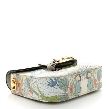 Gucci New Shangai Calfskin Tiger Savanah Web Mini Horsebit 1955 Shoulder Bag Chalky White Multicolor 4 of 10