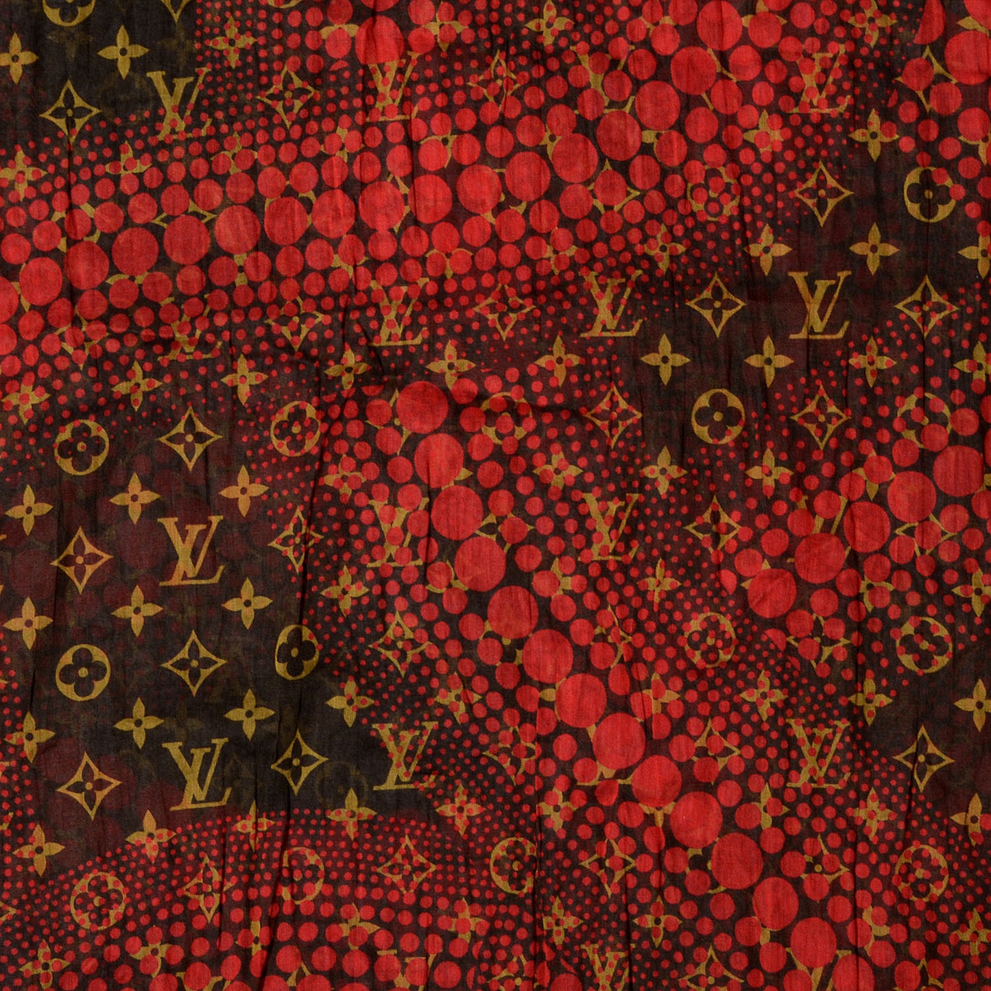 Cotton Monogram Kusama Infinity Dots Pareo Scarf Red