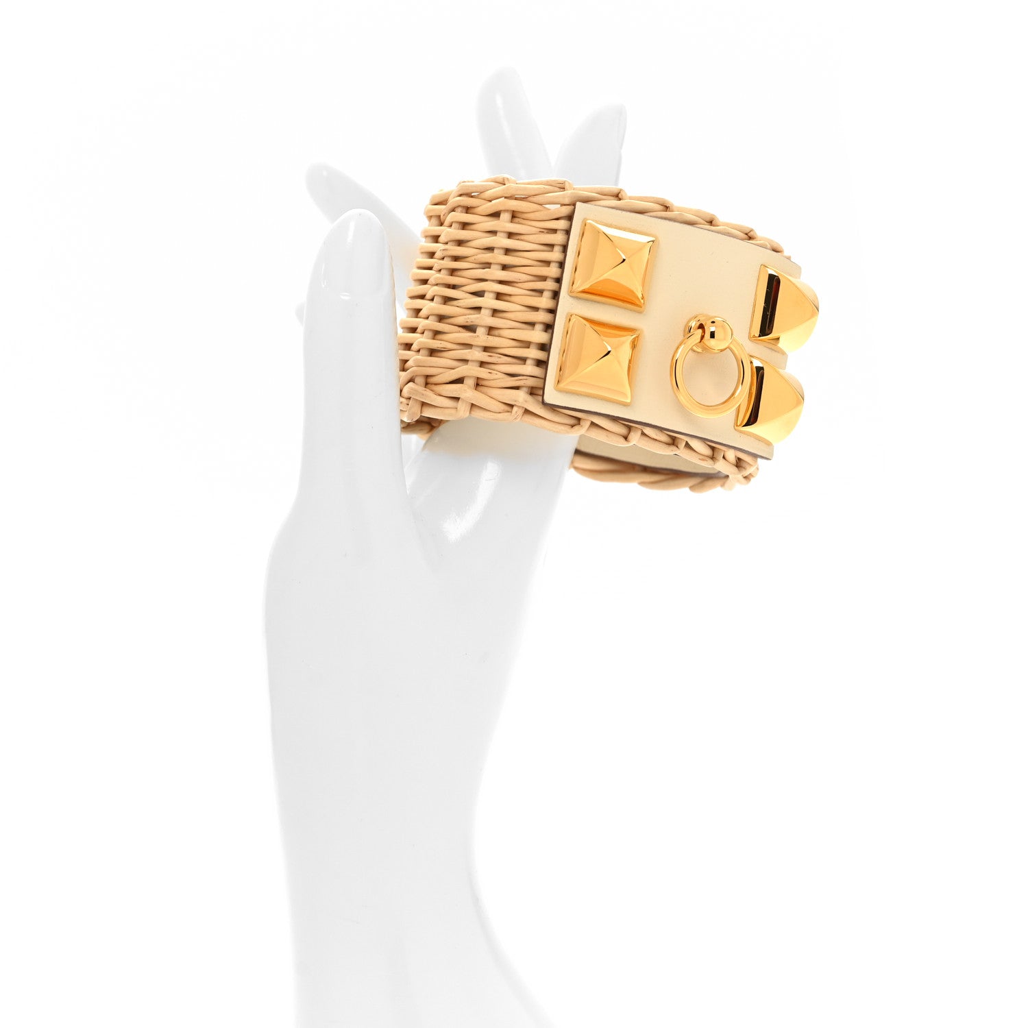 Hermes Wicker Swift Medor Picnic Cuff Bracelet T3 Nata 2 of 7