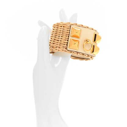 Hermes Wicker Swift Medor Picnic Cuff Bracelet T3 Nata 2 of 7
