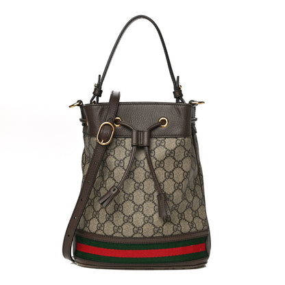 Gucci GG Supreme Monogram Web Small Ophidia Bucket Bag Brown 1 of 12