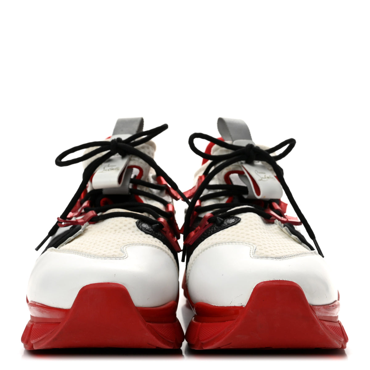 Christian Louboutin Mesh Patent Mens Red Runner Flat Sneaker 45 Multicolor 45 White Multicolor 3 of 9