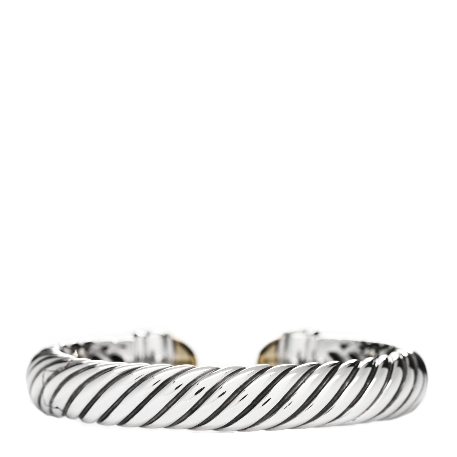 David Yurman Sterling Silver 18K Yellow Gold Diamond 10mm Waverly Bracelet 2 of 3