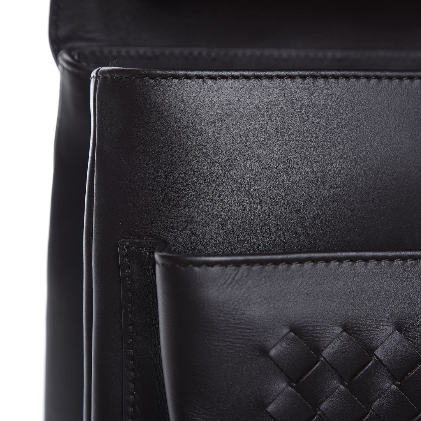 Calfskin Intrecciato Briefcase Ebano