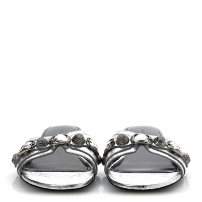 Balenciaga Metallic Arena Cagole Flat Slide Sandals 35.5 Silver 3 of 10