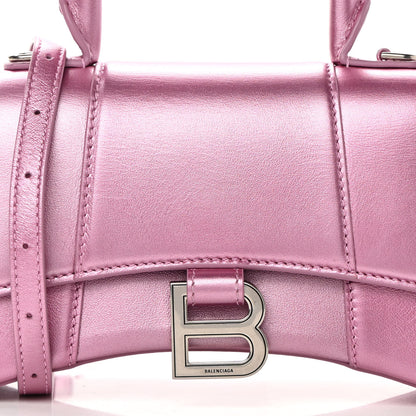 Balenciaga Metallic Shiny Calfskin Hourglass Top Handle Bag XS Pink 9 of 15