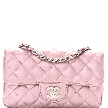 Chanel Metallic Calfskin Quilted Mini Rectangular Flap Pink 8 of 11