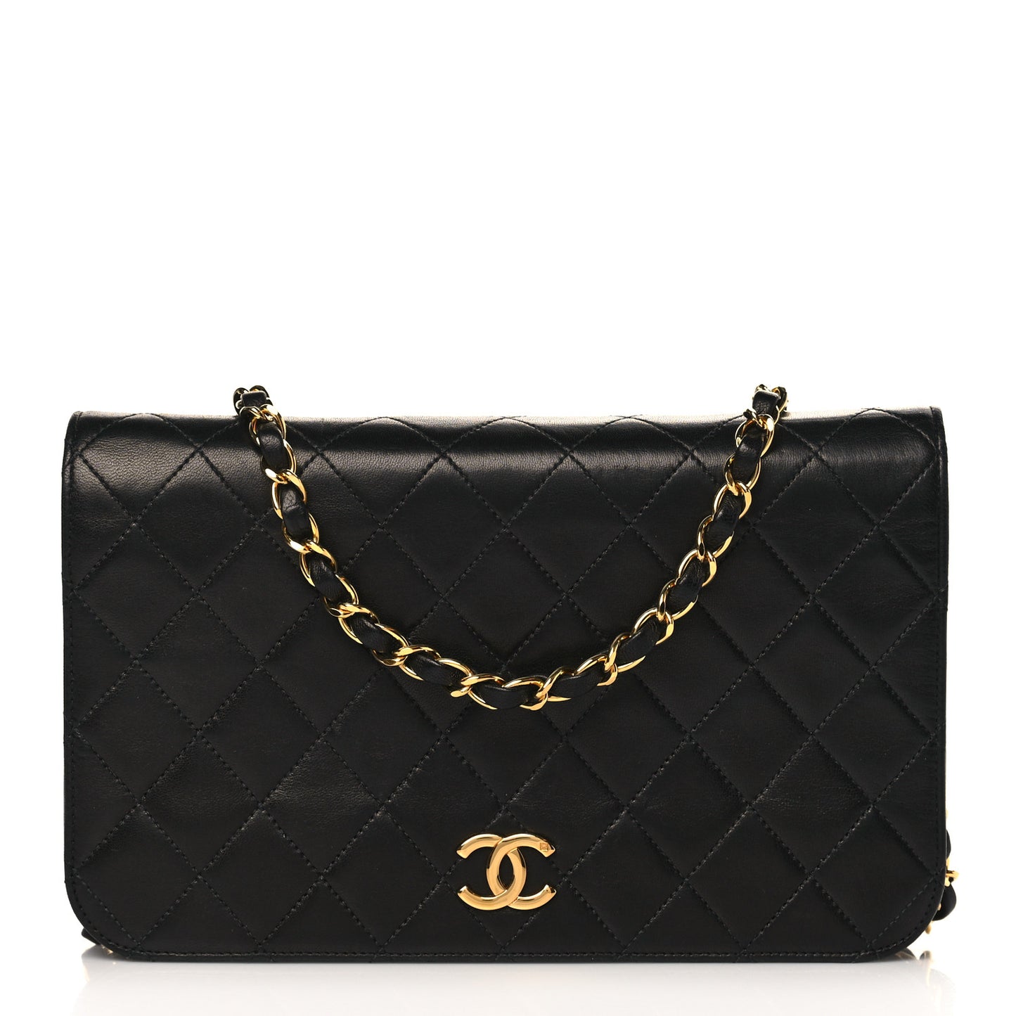 Lambskin Quilted Small Single Flap Bag Black