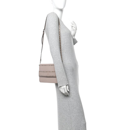 Valentino Garavani Grained Calfskin Small Rockstud Flap Crossbody Bag Poudre 2 of 12