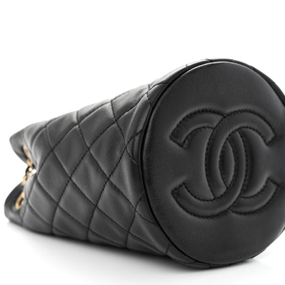 Chanel Lambskin Quilted Pearl Crush Drawstring Bag Black 9 of 11