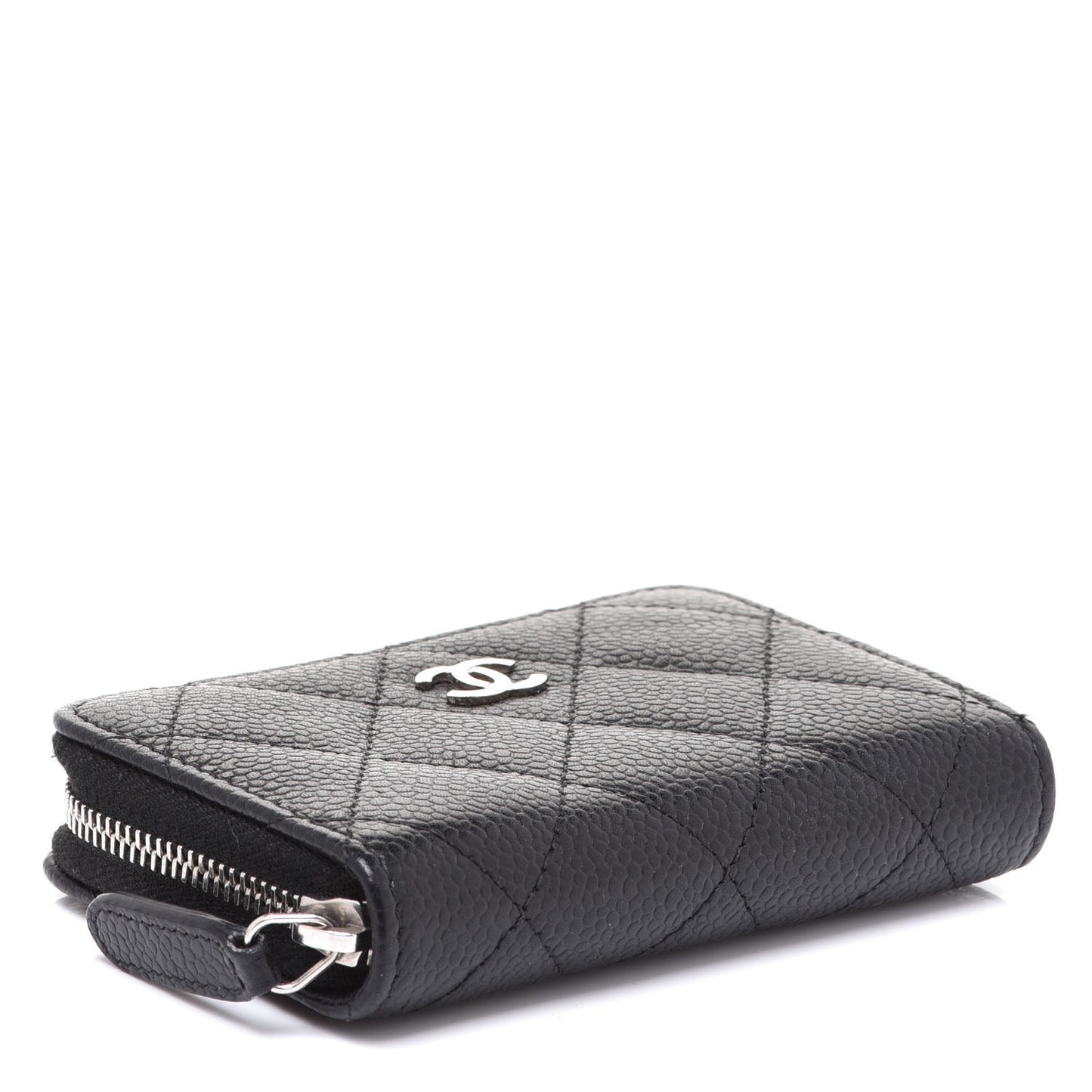 Caviar Quilted Zip Coin Purse Black
