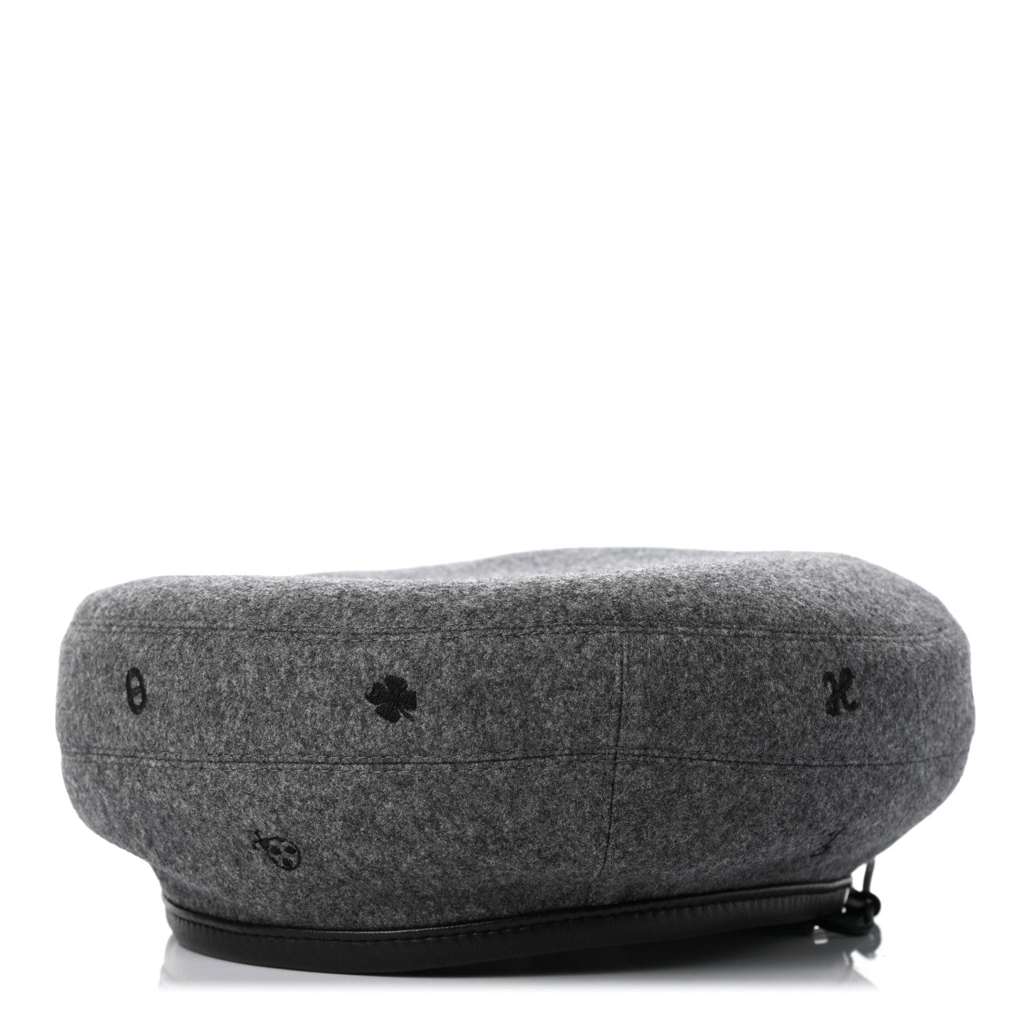 Hermes Cashmere Lambskin Saint-Honore Charms Beret 57 Charbon 1 of 8