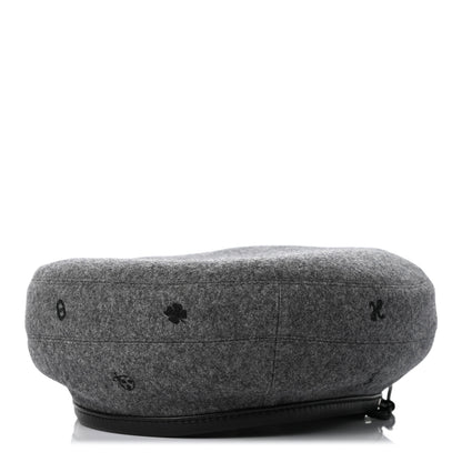Hermes Cashmere Lambskin Saint-Honore Charms Beret 57 Charbon 1 of 8