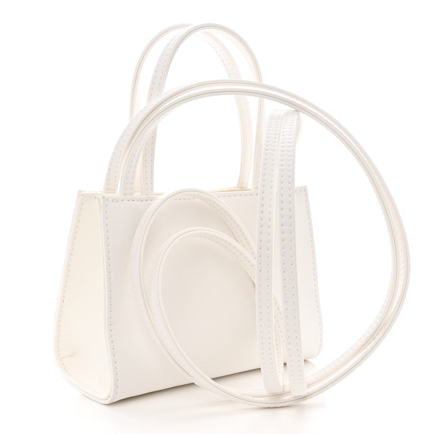 Vegan Leather Small Shopping Bag White