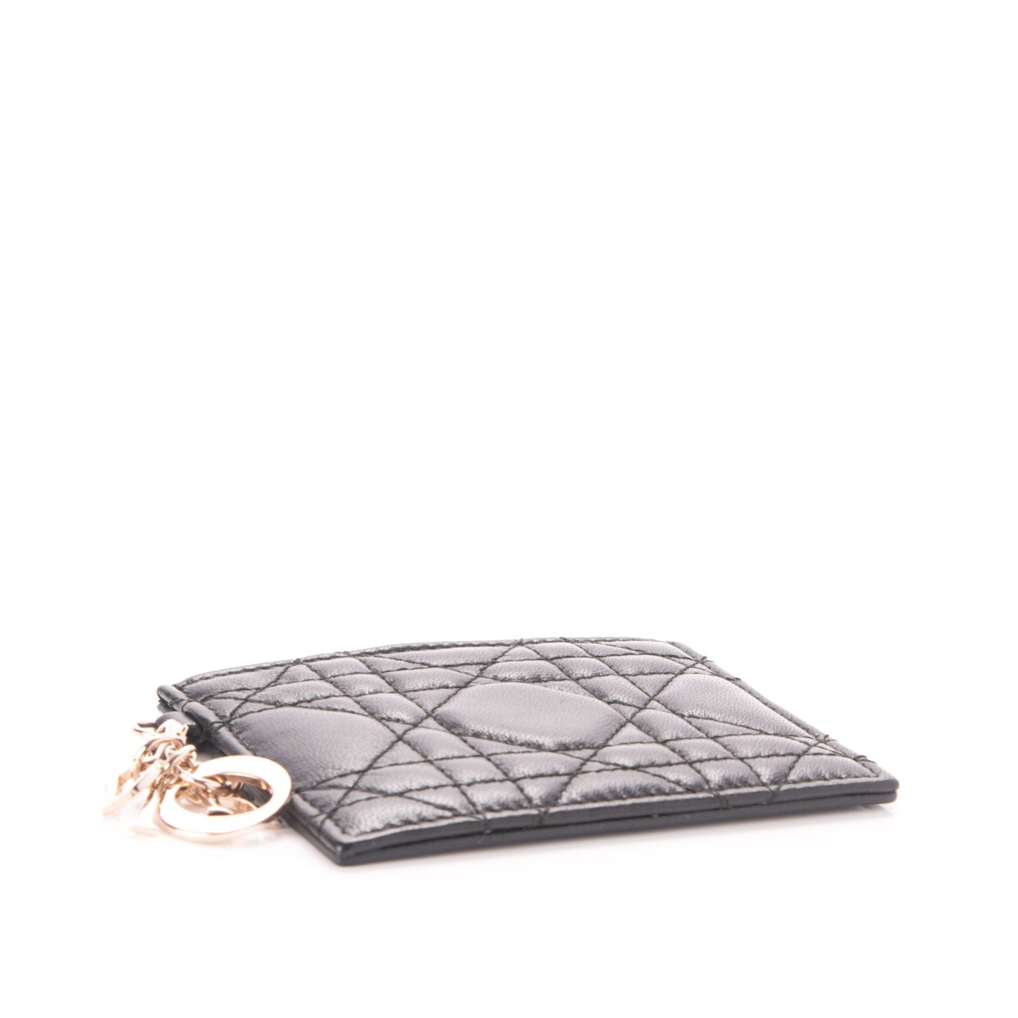 Lambskin Cannage Lady Dior Card Holder Black