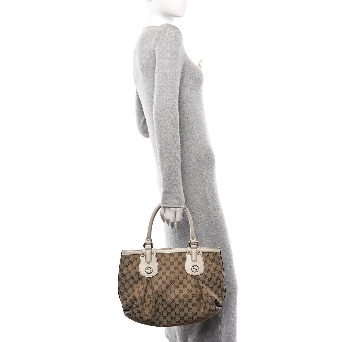 Monogram Medium Scarlett Studded Tote Off White