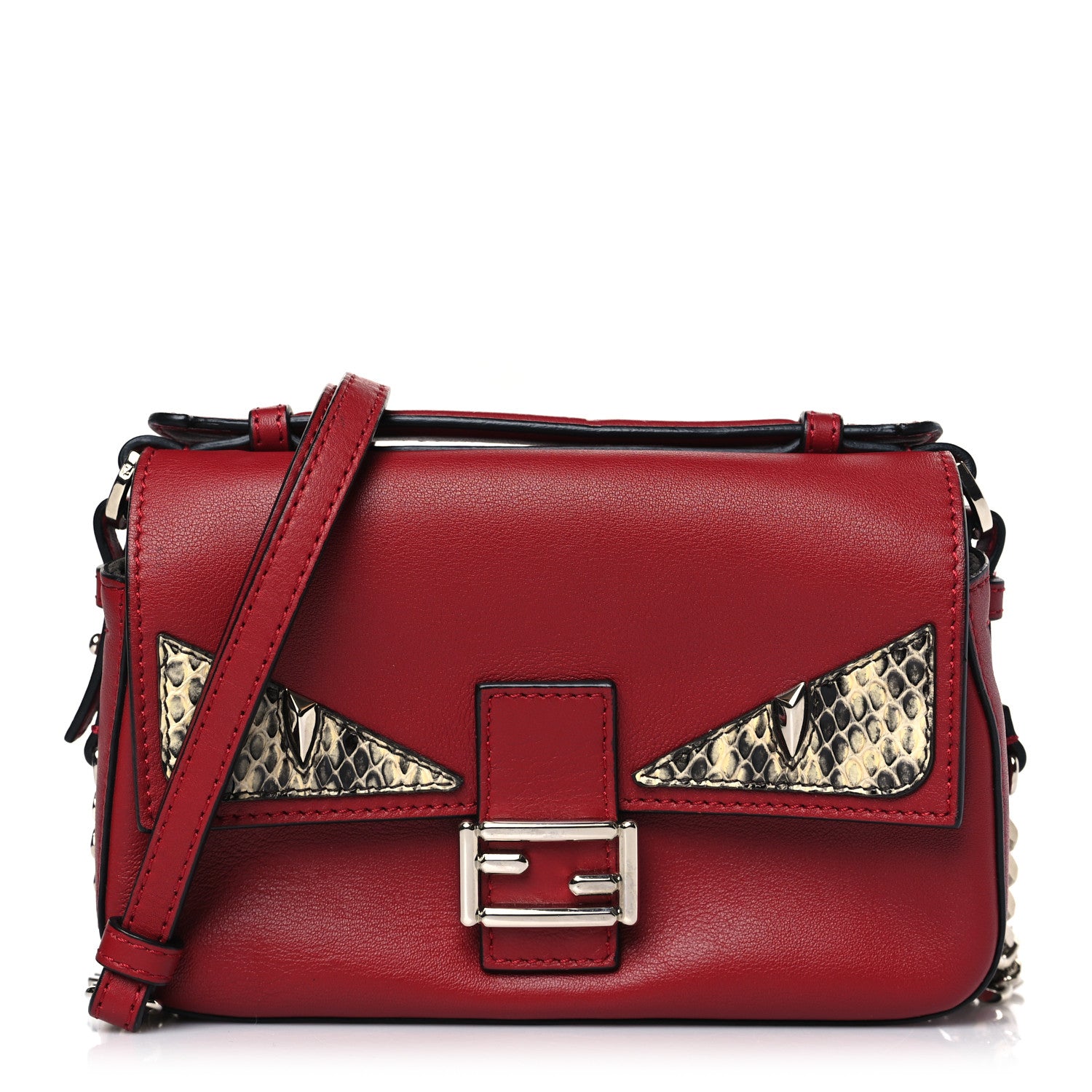 Fendi Vitello Dolce Elaphe Monster Eyes Micro Double Baguette Ribes Naturale 1 of 10