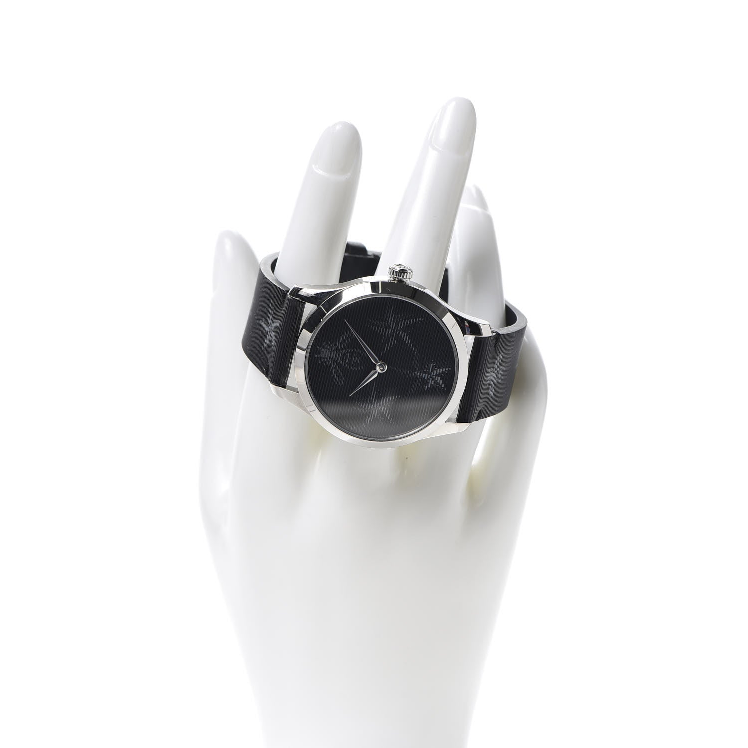 Gucci Stainless Steel Calfskin 38mm G-Timeless Bee Star Hologram Quartz Watch Black 2 of 8