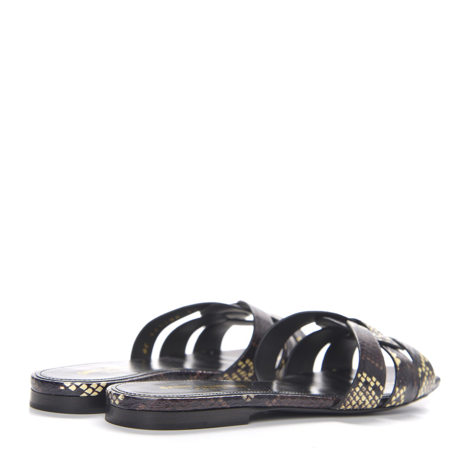 Saint Laurent Snakeskin Tribute 05 Slide Sandals 37.5 Oro 4 of 8