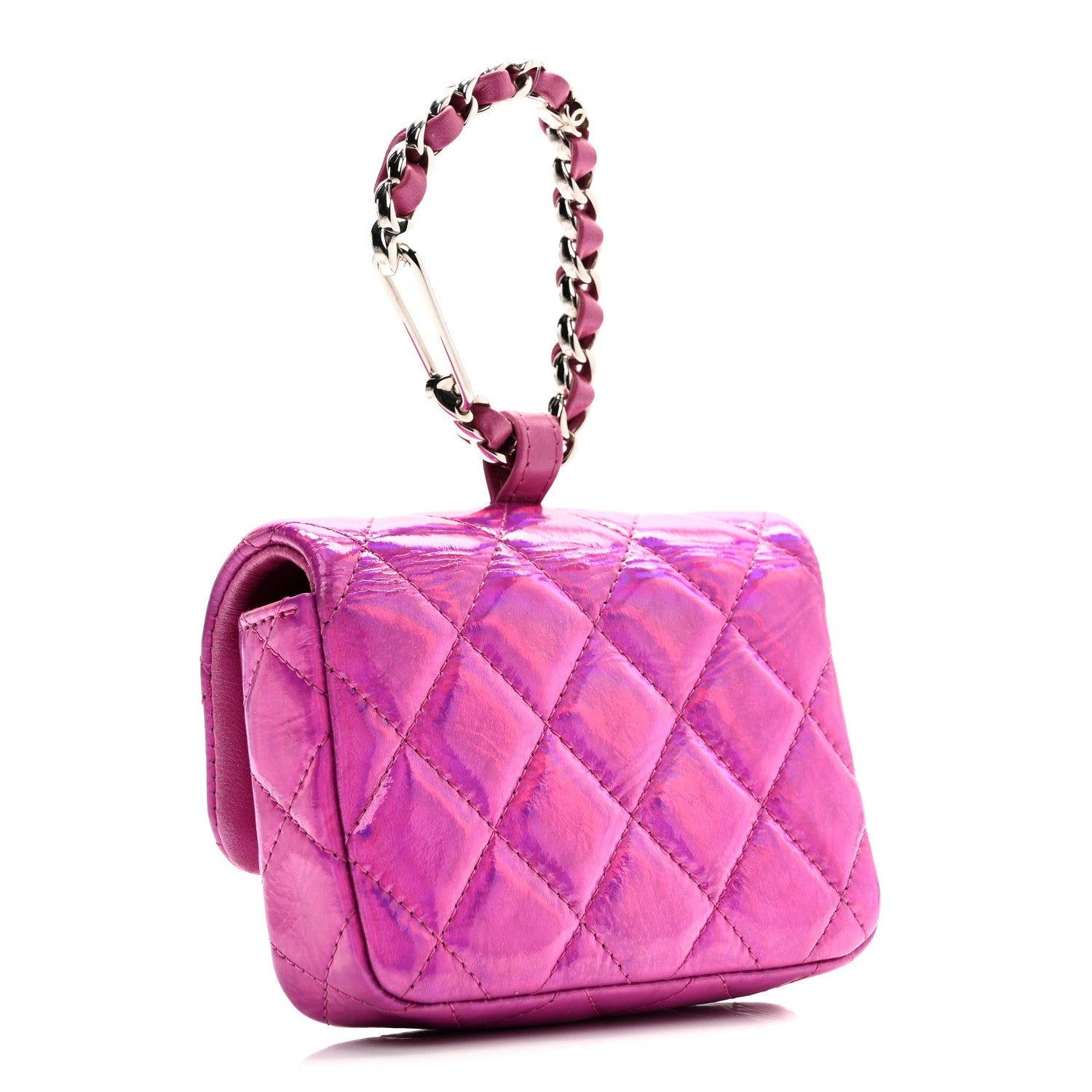 Chanel Patent Lambskin Quilted CC Hook Card Holder Pink 3 of 10
