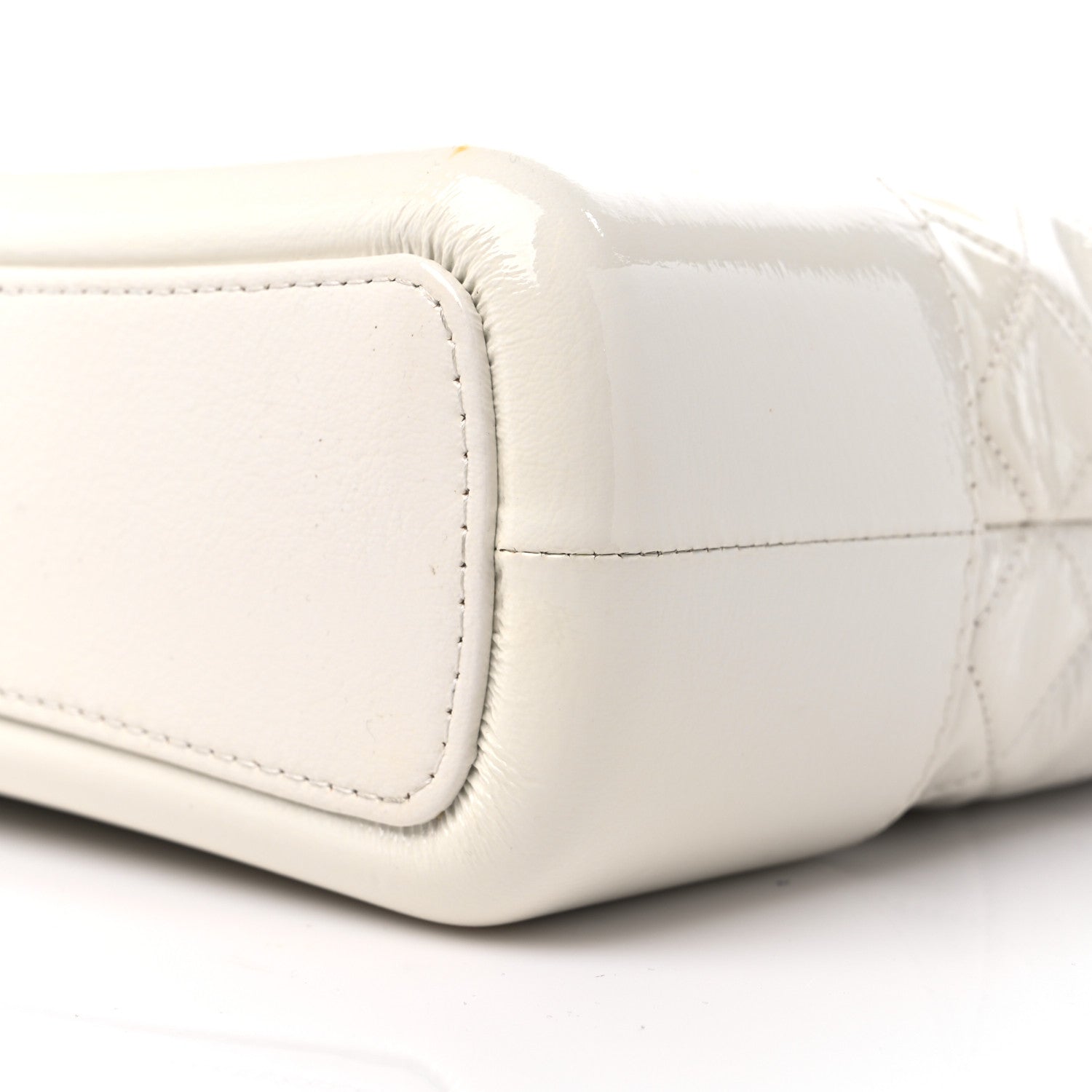 Chanel Patent Goatskin Quilted Medium Gabrielle Hobo White 9 of 15
