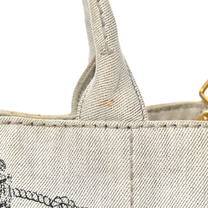 Prada Denim Small Logo Tote Bianco 14 of 14