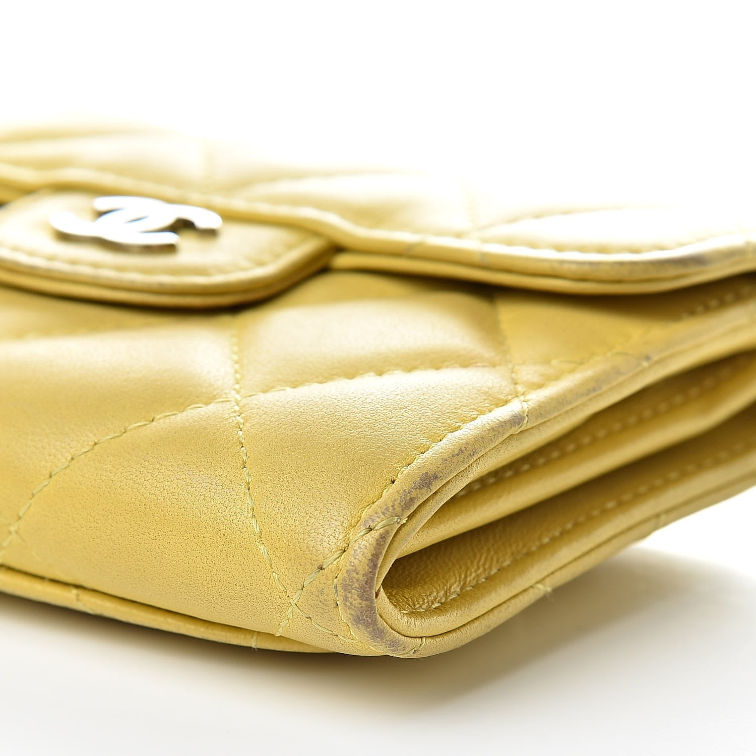 Chanel Lambskin Quilted Flap Card Holder Yellow 15 of 20