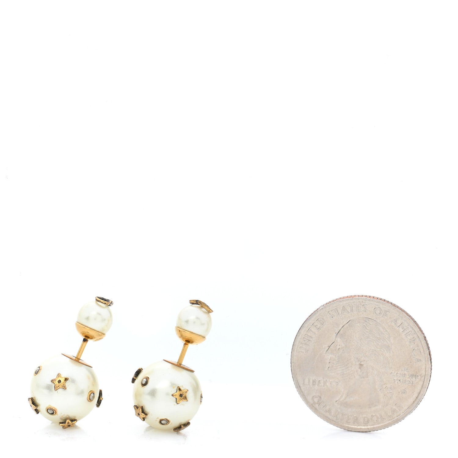 Christian Dior Pearl Mini Stars Tribales Earrings Gold 2 of 4