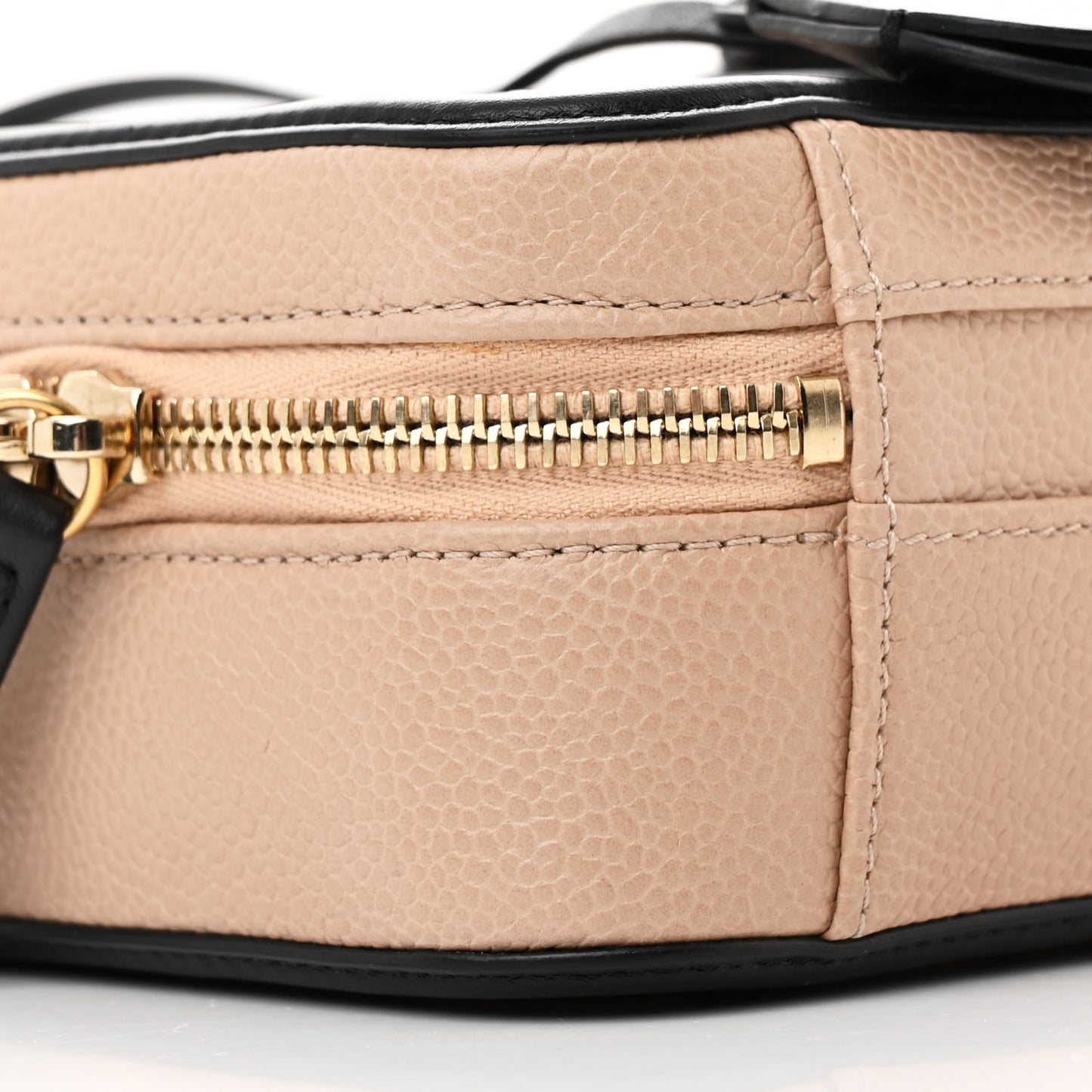 Caviar Quilted Small CC Filigree Vanity Case Beige Black