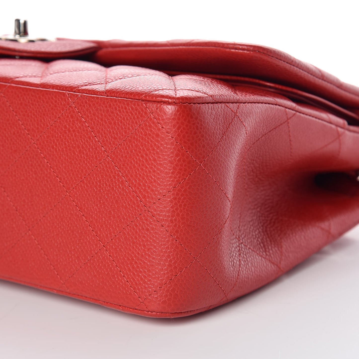 Caviar Quilted Jumbo Double Flap Red