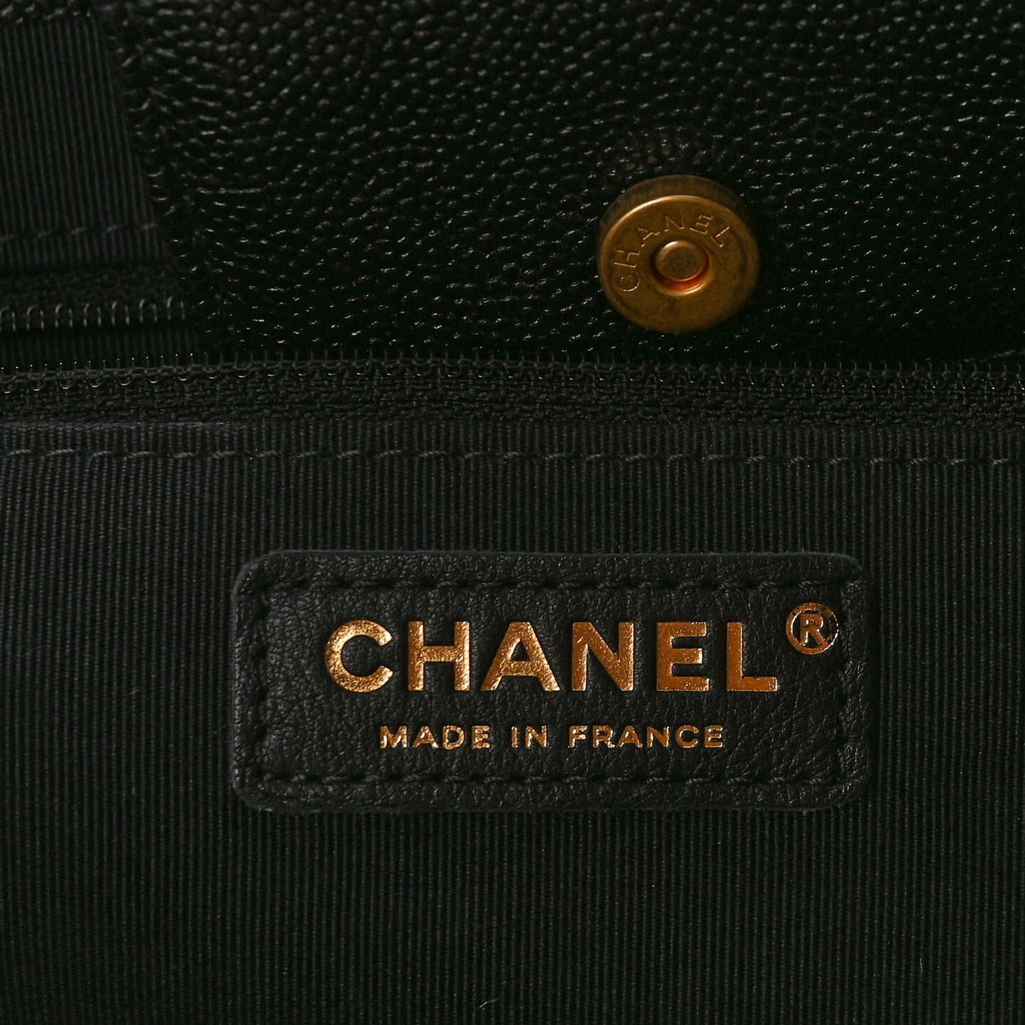 Caviar Quilted Small Shopping Tote Black