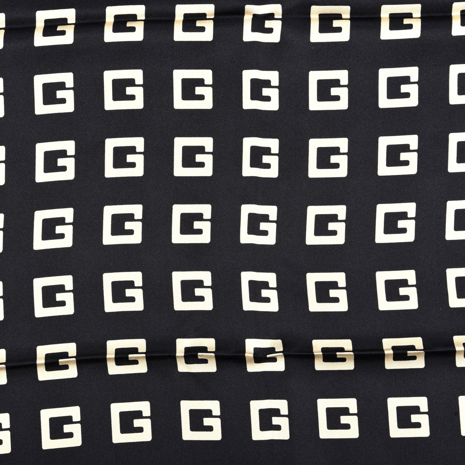 Gucci Silk Twill G Square Scarf Black White 2 of 4