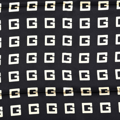 Gucci Silk Twill G Square Scarf Black White 2 of 4