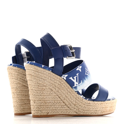 Louis Vuitton Monogram Escale Starboard Wedge Sandal 41 Blue 4 of 12
