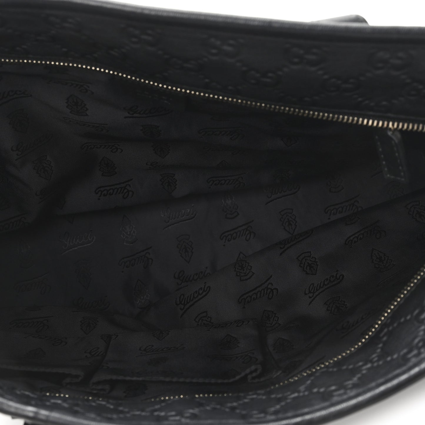 Guccissima Medium Zippered Shopping Tote Black