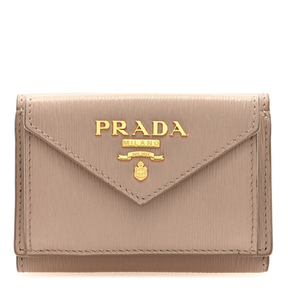 Prada Vitello Move Metal Small Tri-Fold Wallet Cipria 1 of 7