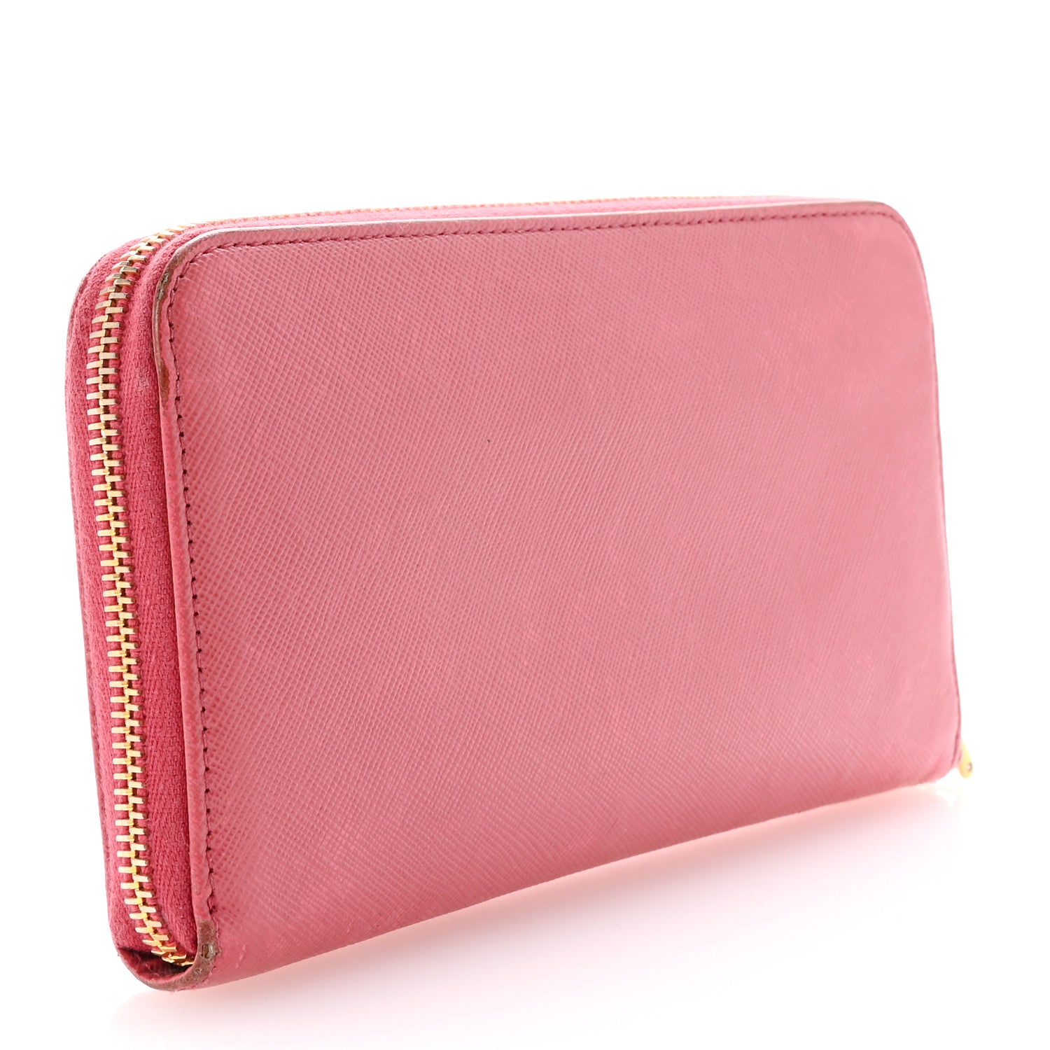 Prada Saffiano Metal Zip Around Wallet Ibisco 3 of 9