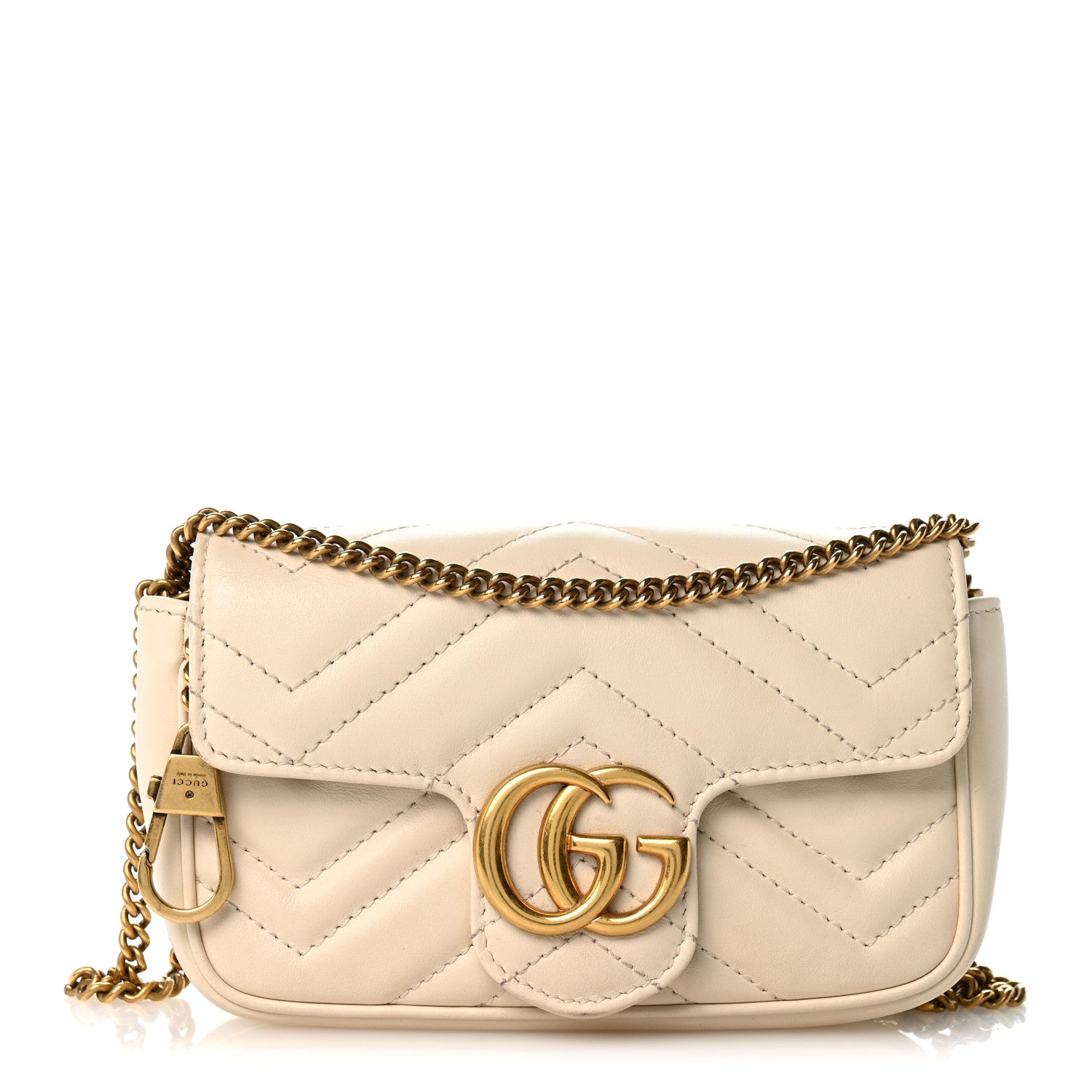 Gucci Calfskin Matelasse Super Mini GG Marmont Shoulder Bag White 1 of 12