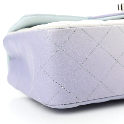 Chanel Lambskin Quilted Mini Rectangular Flap Light Blue Light Purple White 9 of 10