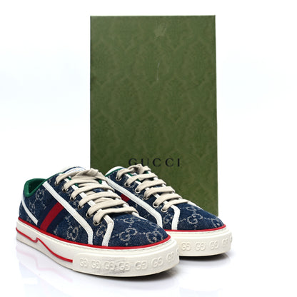 Gucci New Denim GG Monogram Web Womens 1977 Tennis Sneakers 38.5 Blue Tea Mystic White 8 of 8